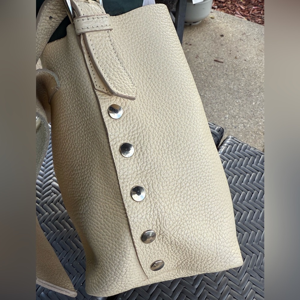 Genuine Leather Purse Made in Italy Purse Shoulder Bag Creamy Yellow - Picture 3 of 9